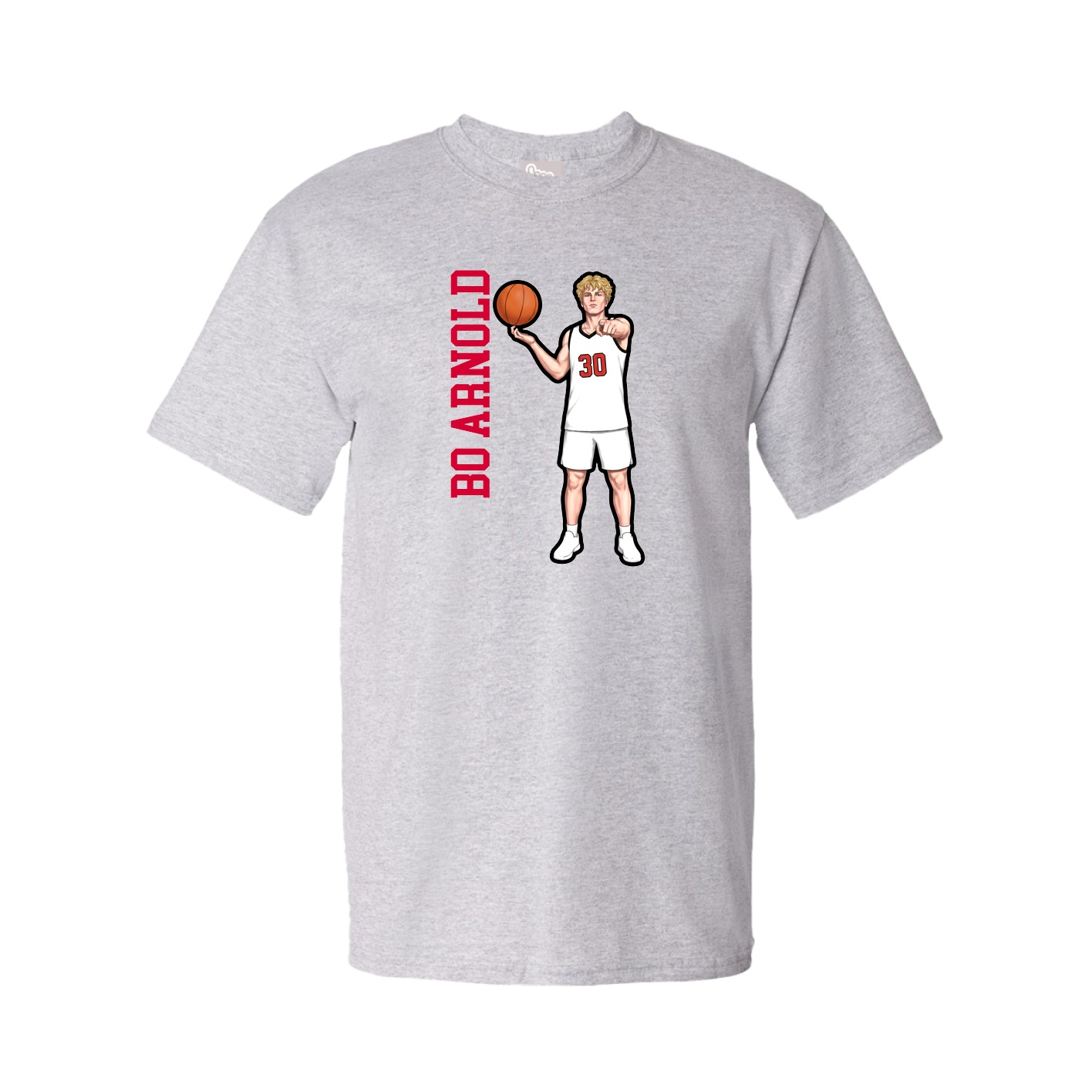 Youth Tee — Name Vertical in Grey