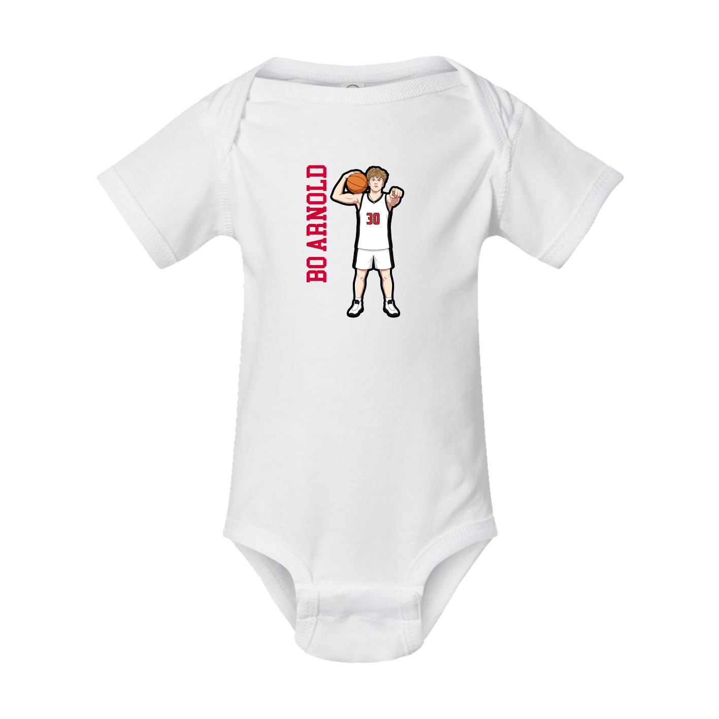 Baby Onesie — Name Vertical in White