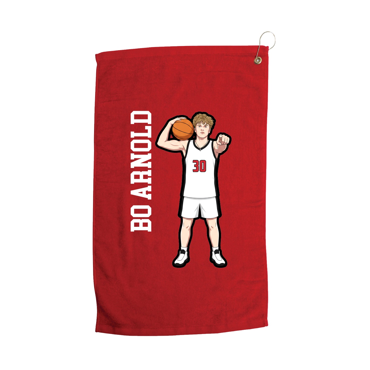 Golf Towel — Name Vertical in Red