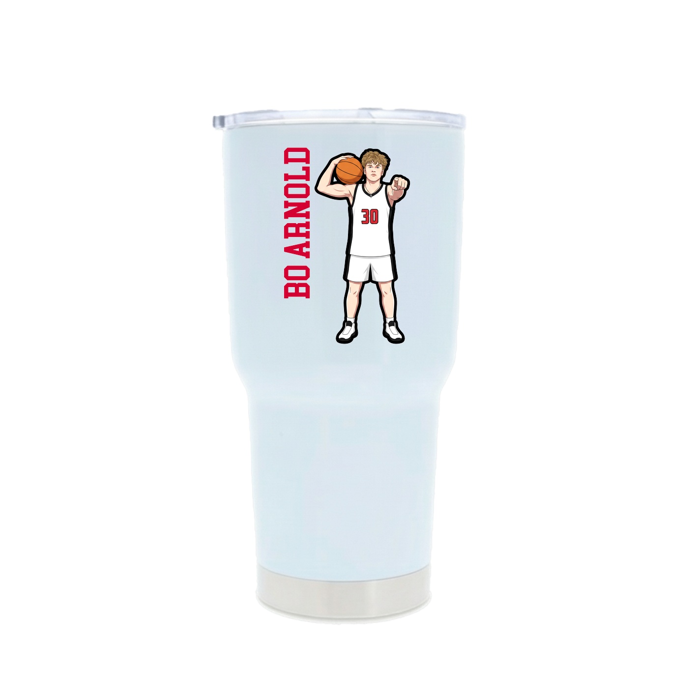 30oz Stainless Steel Tumbler — Name Vertical in White