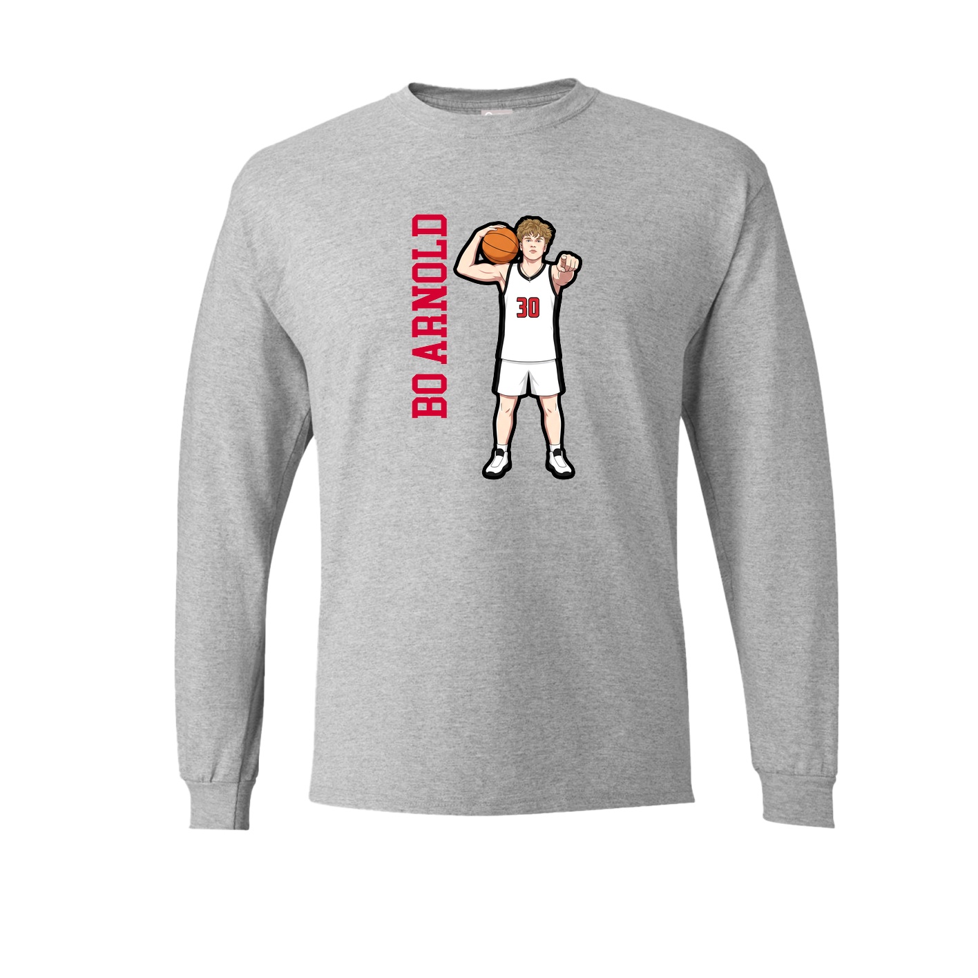 Long Sleeve Tee — Name Vertical in Grey