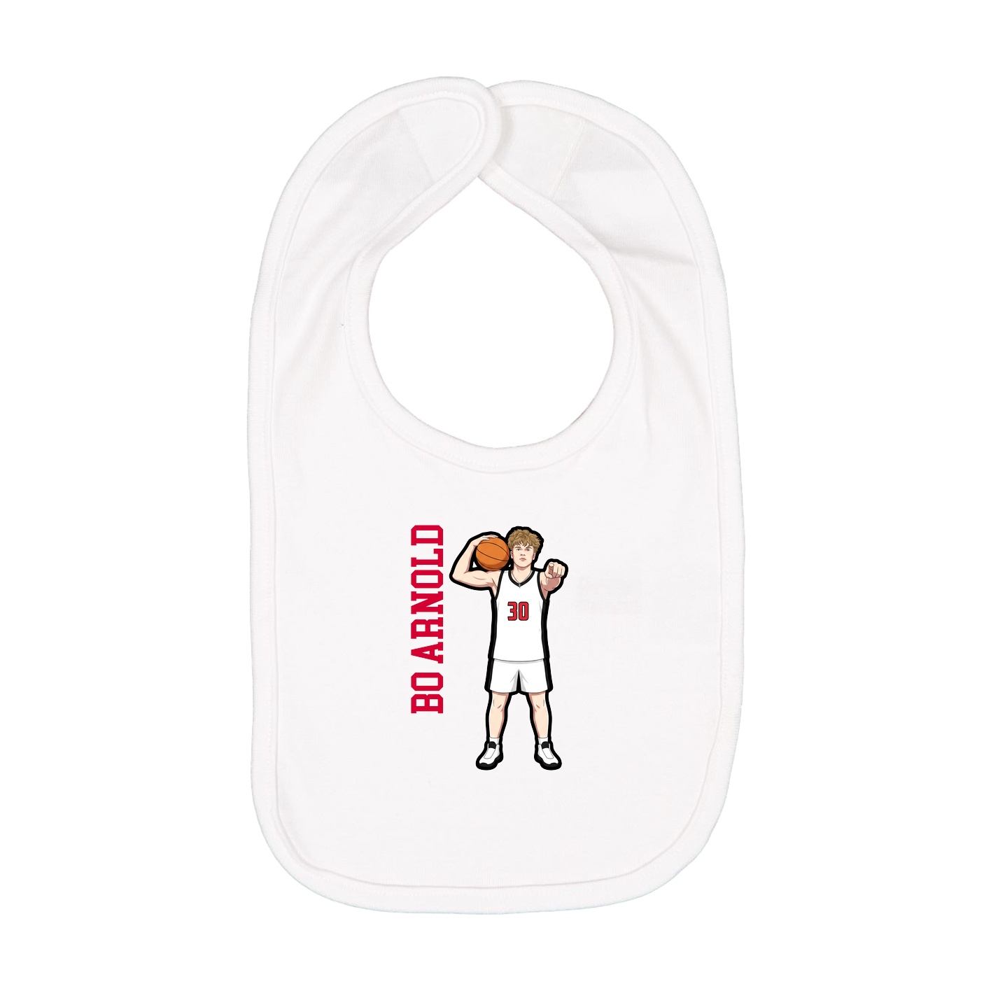 Infant Bib — Name Vertical in White