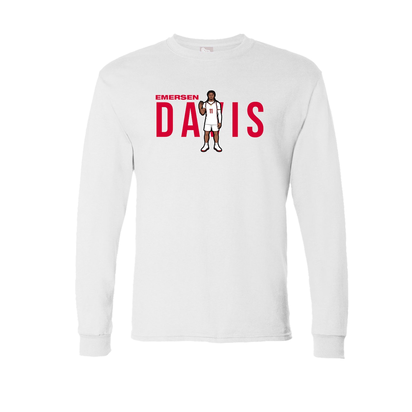 Long Sleeve Tee — Player Name in White