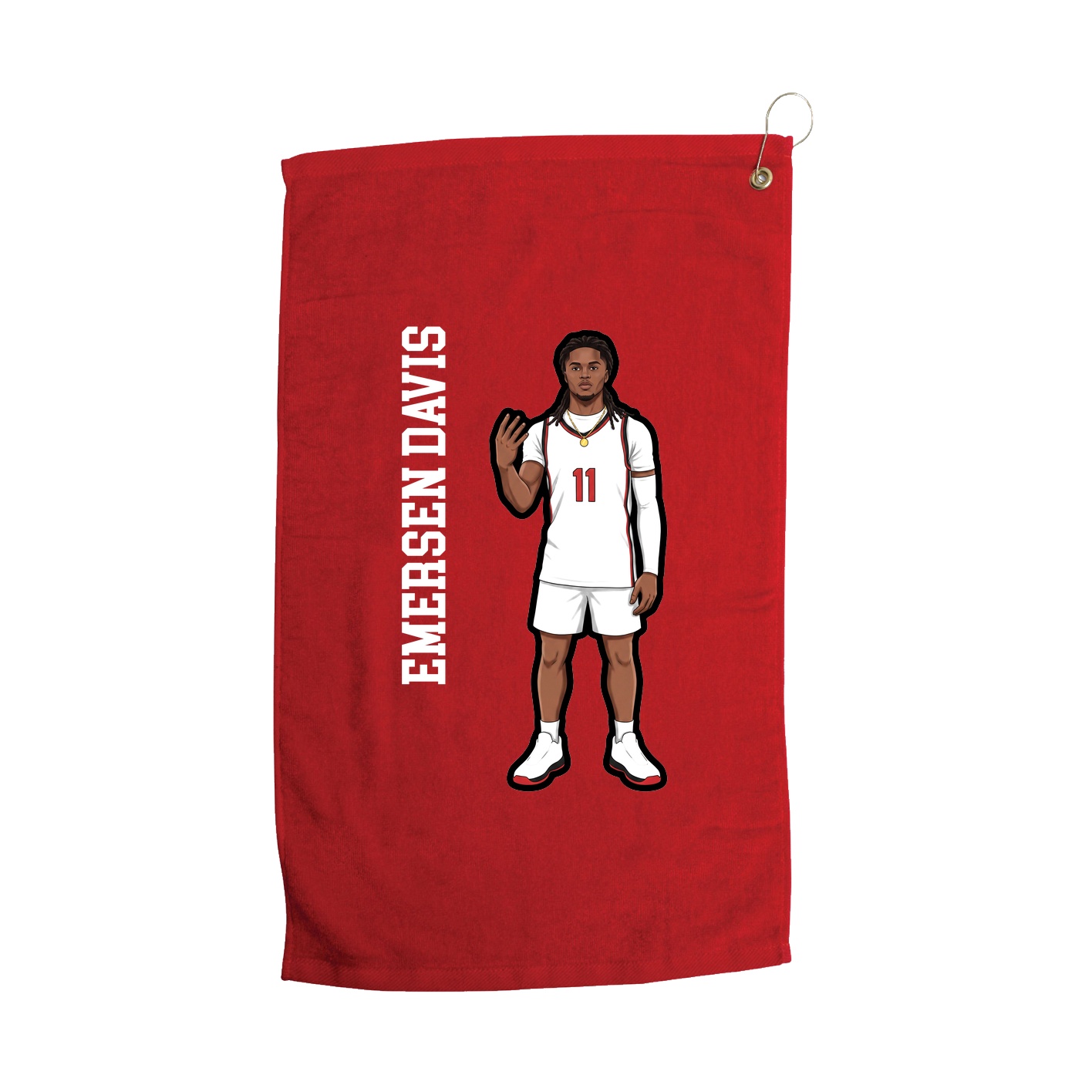 Golf Towel — Name Vertical in Red