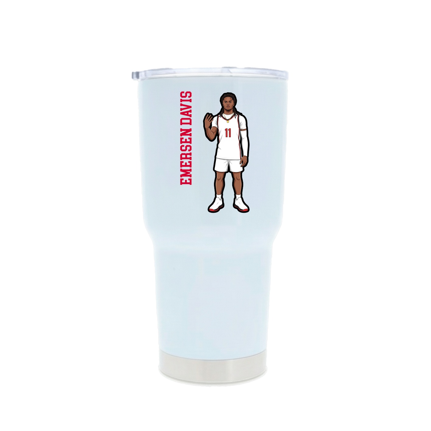 30oz Stainless Steel Tumbler — Name Vertical in White