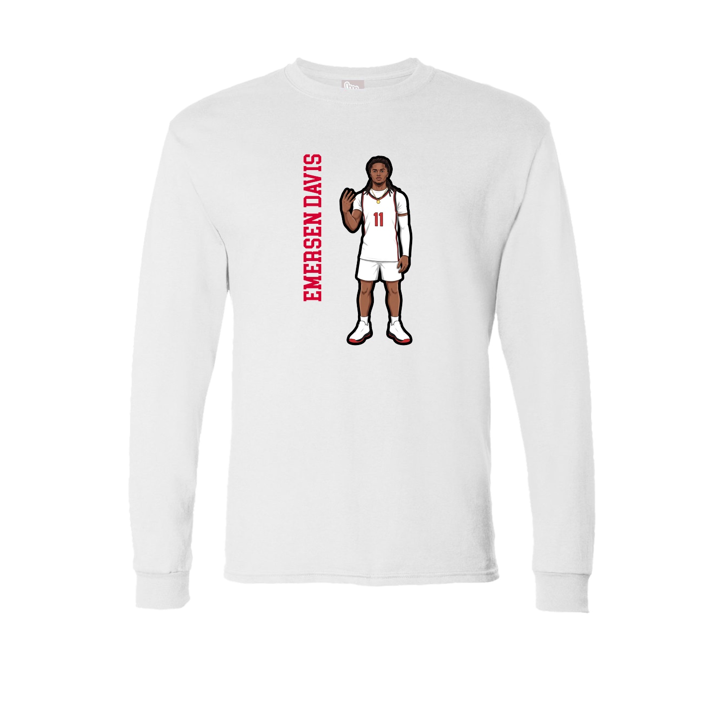 Long Sleeve Tee — Name Vertical in White