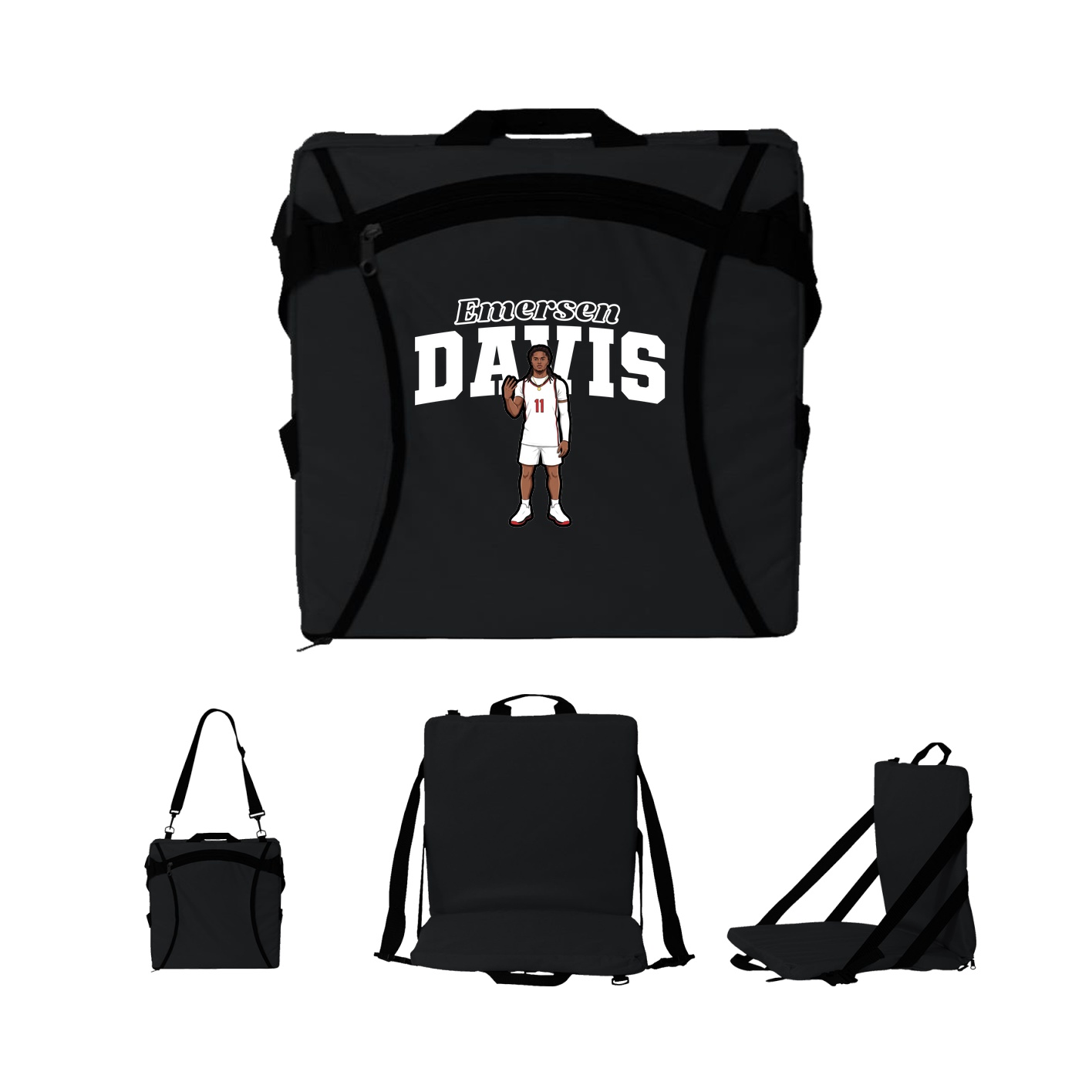 Folding Stadium Seat — Name Arch in Black
