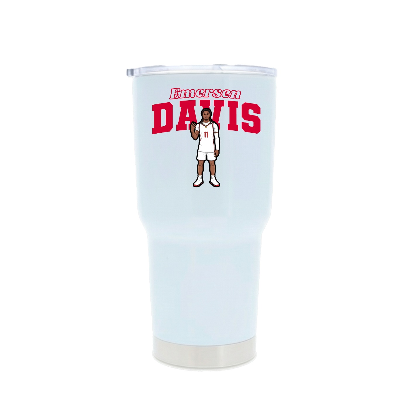 30oz Stainless Steel Tumbler — Name Arch in White