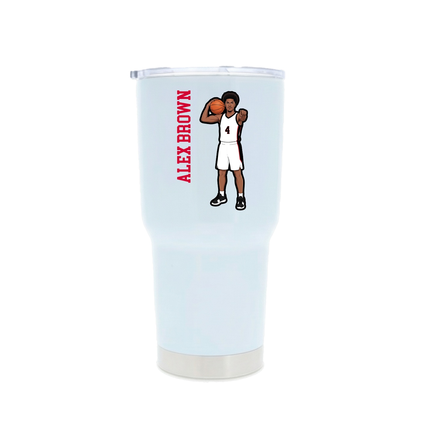 30oz Stainless Steel Tumbler — Name Vertical in White