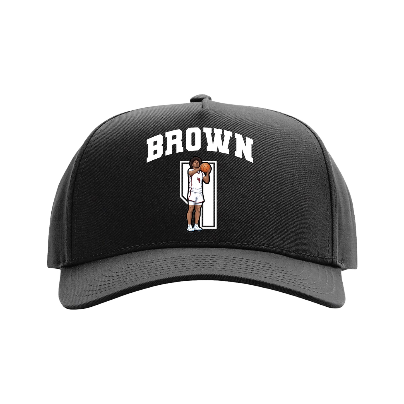 Full Fabric Five-Panel Champ Cap — Number in Black