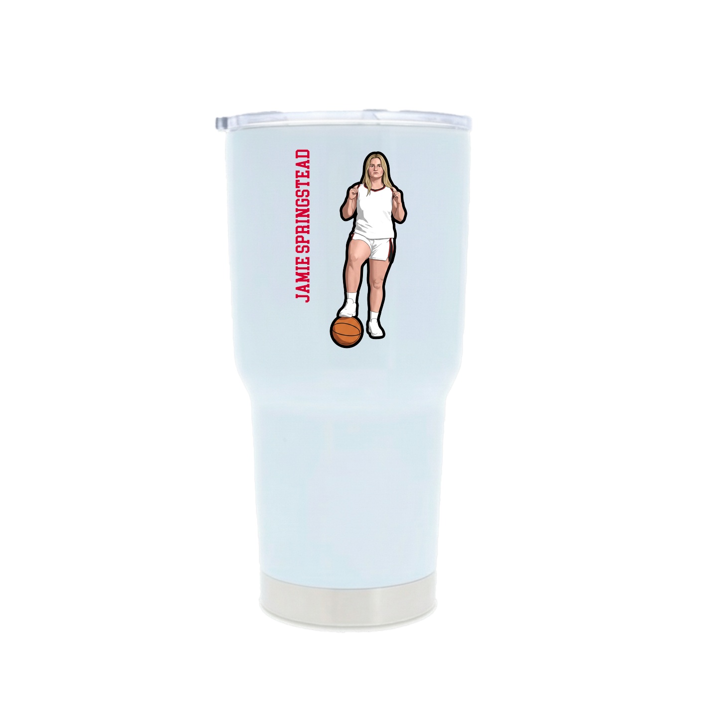 30oz Stainless Steel Tumbler — Name Vertical in White