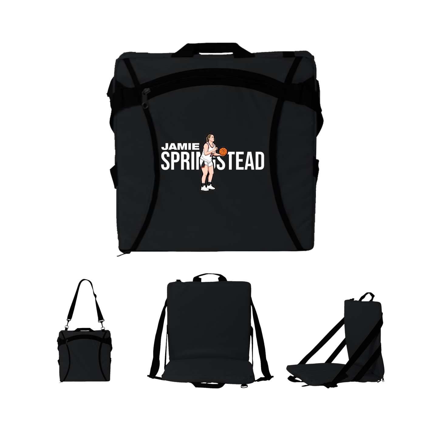 Folding Stadium Seat — Player Name in Black