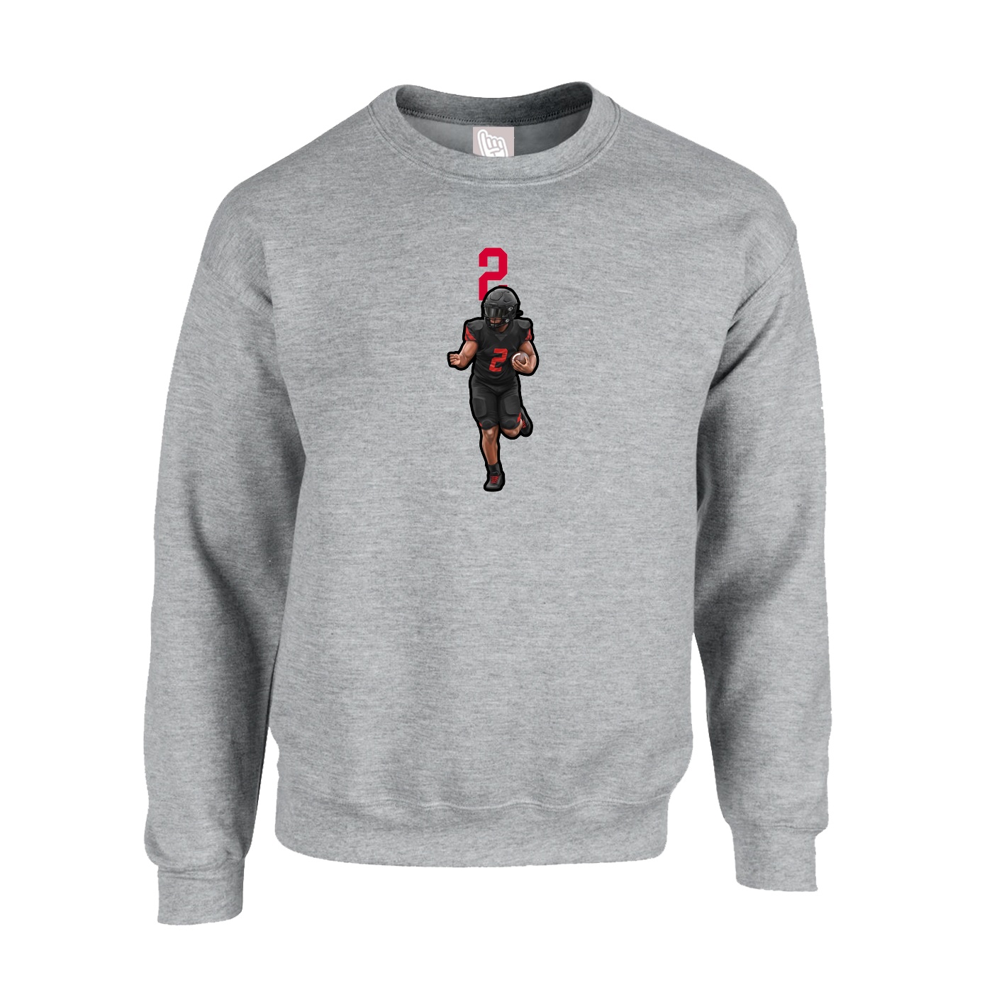Fleece Crew — Number Top in Grey