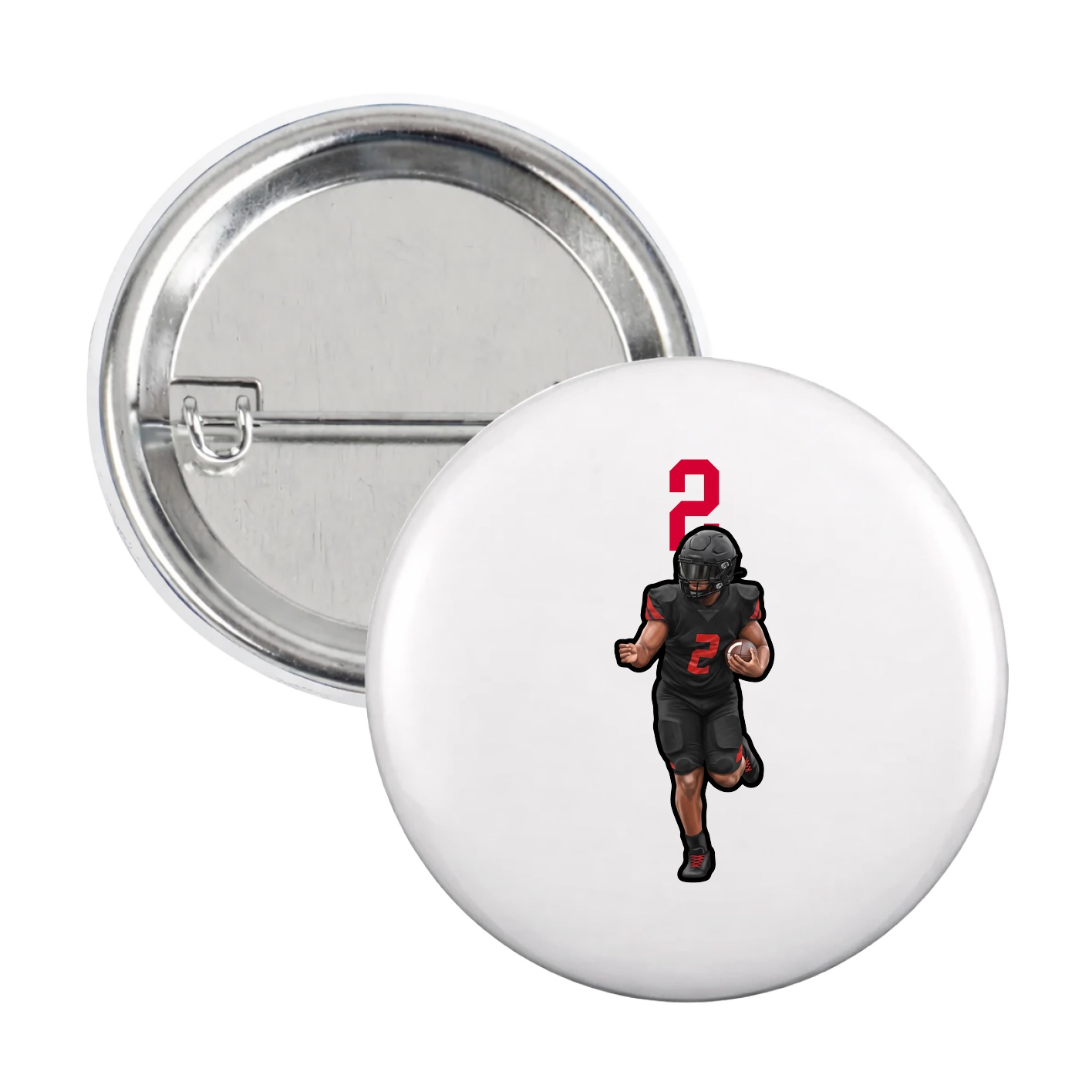 Game Day Button — Number Top in White