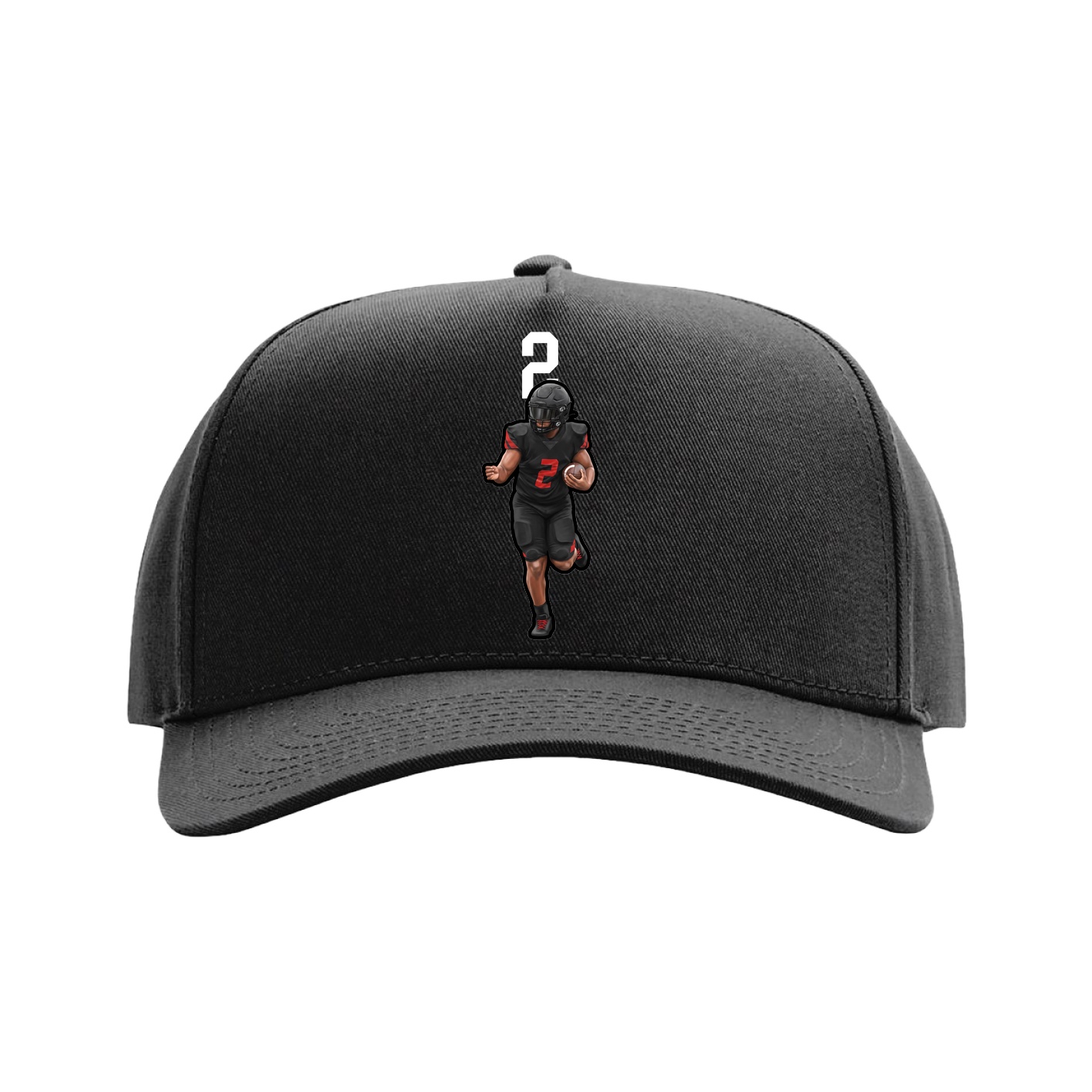Full Fabric Five-Panel Champ Cap — Number Top in Black