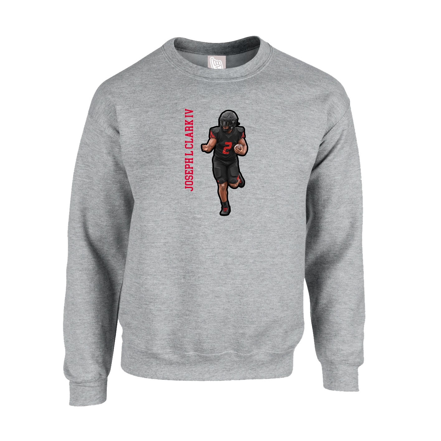 Fleece Crew — Name Vertical in Grey