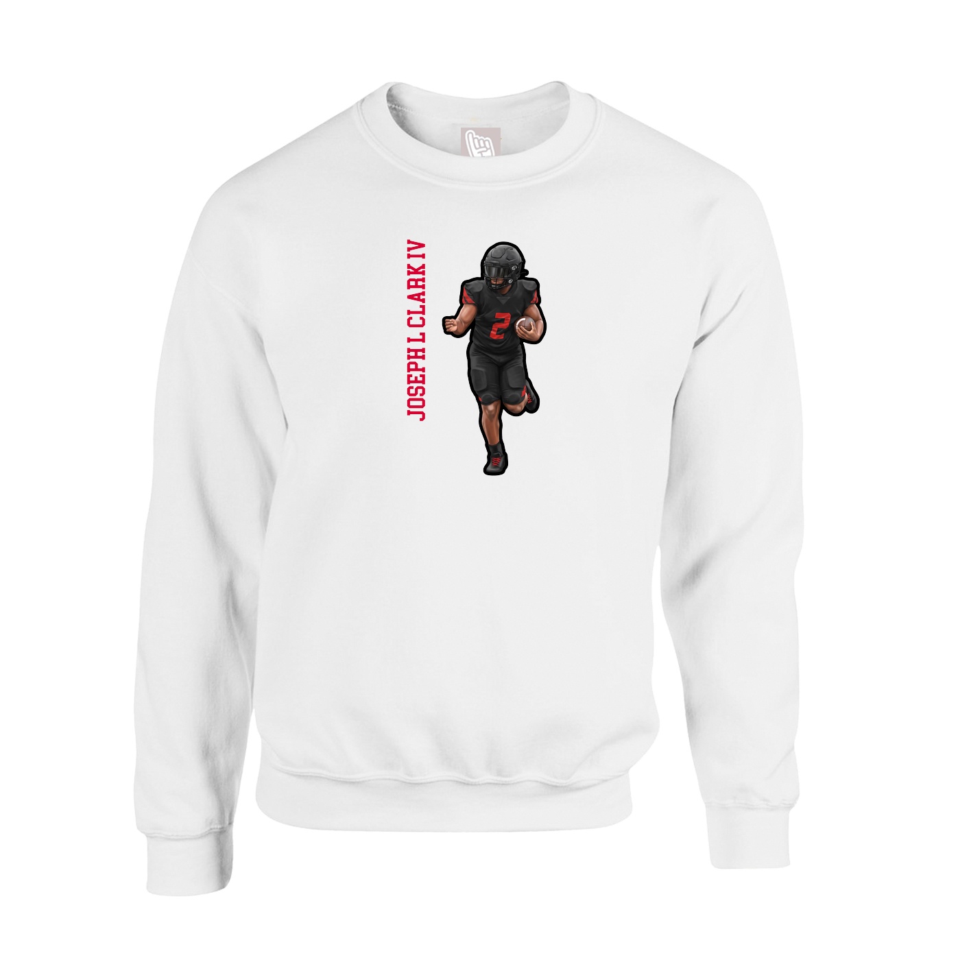 Fleece Crew — Name Vertical in White