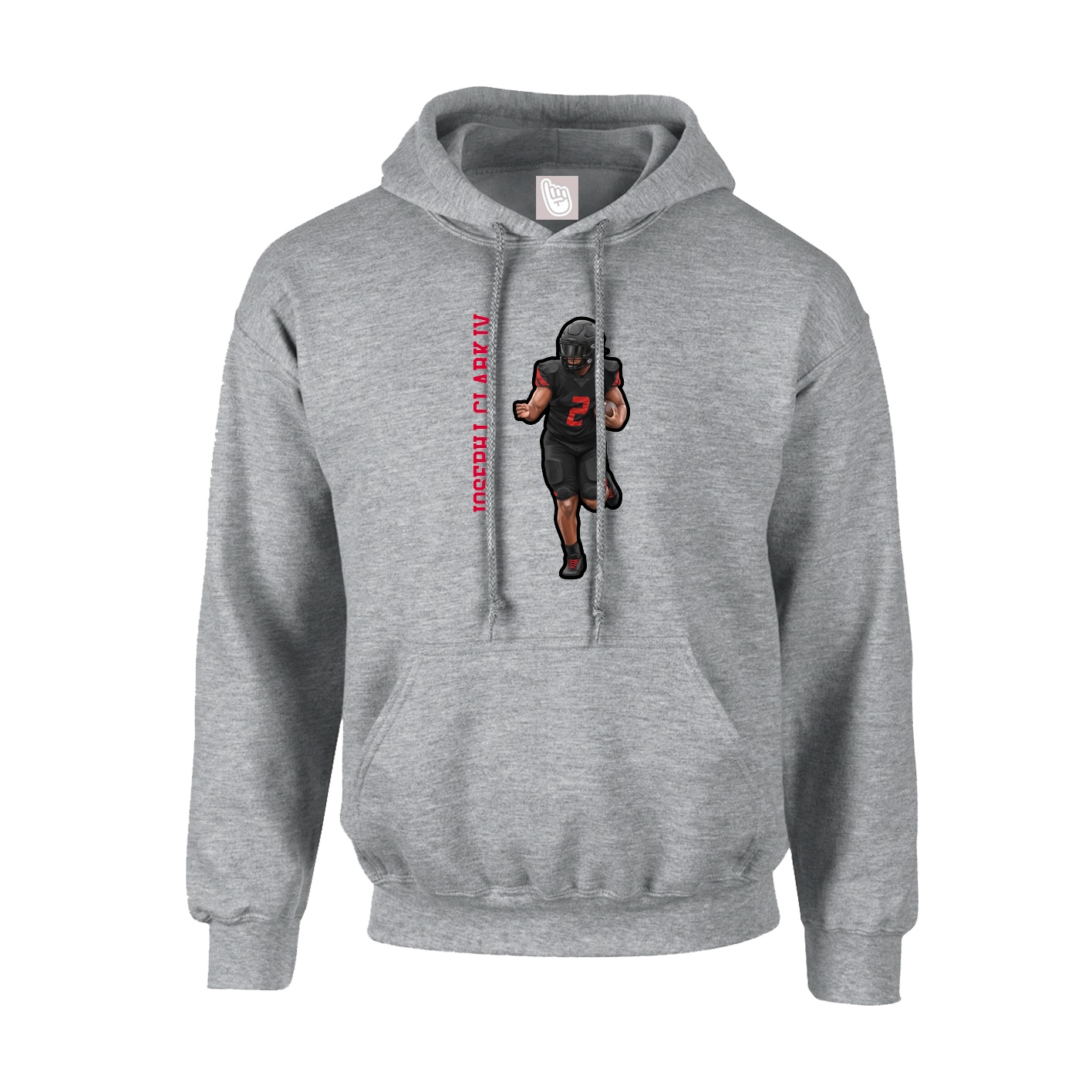 Youth Hoodie — Name Vertical in Grey
