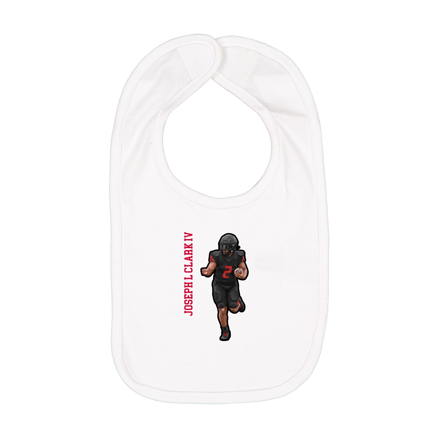 Infant Bib — Name Vertical in White