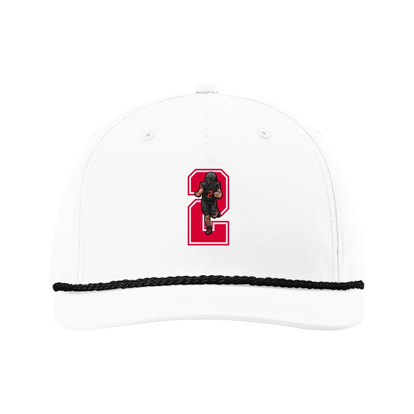 Five-Panel Classic Rope Cap — Number in White