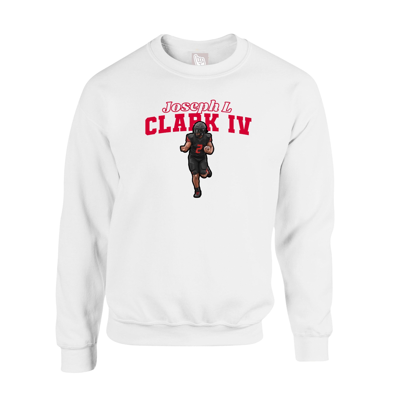 Fleece Crew — Name Arch in White