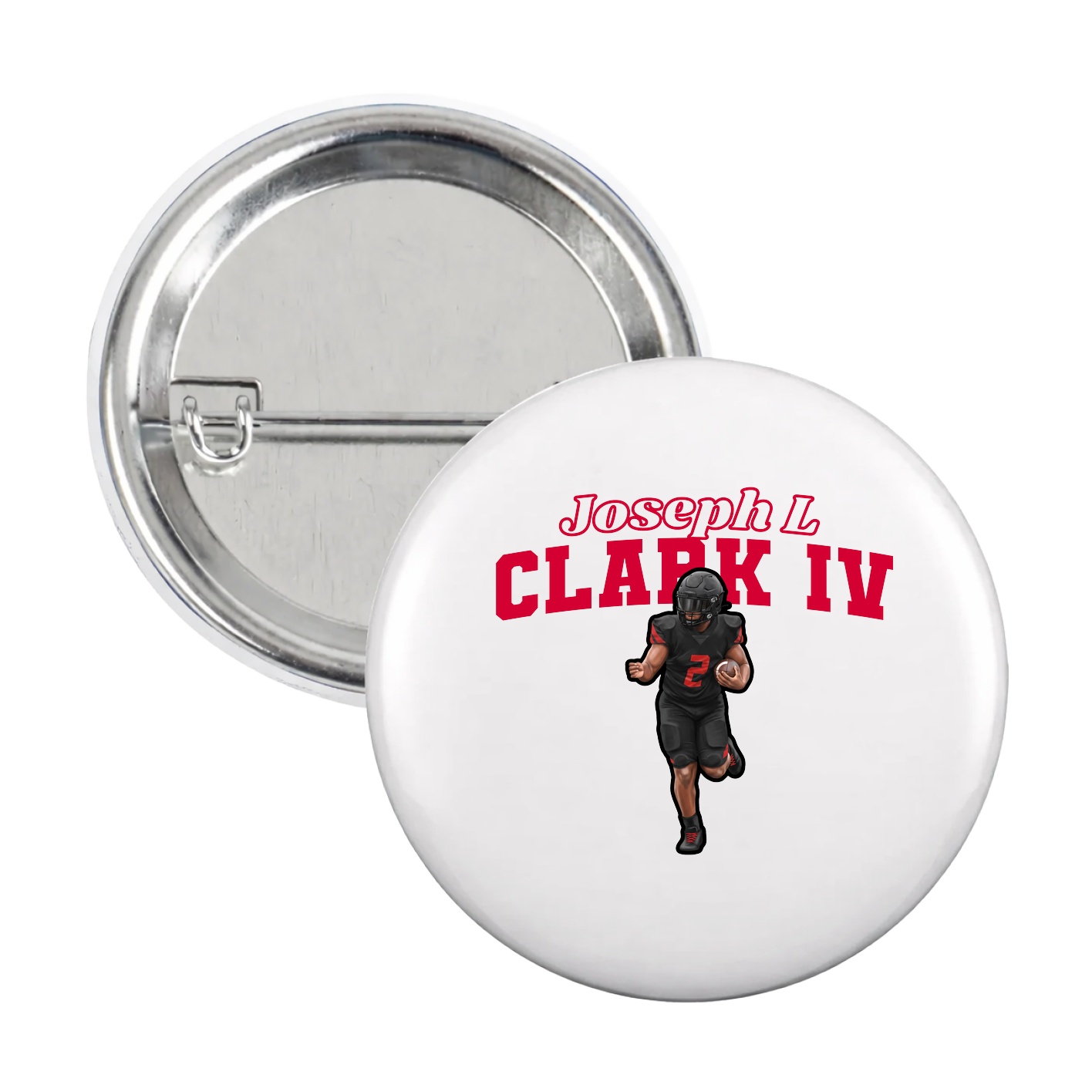 Game Day Button — Name Arch in White