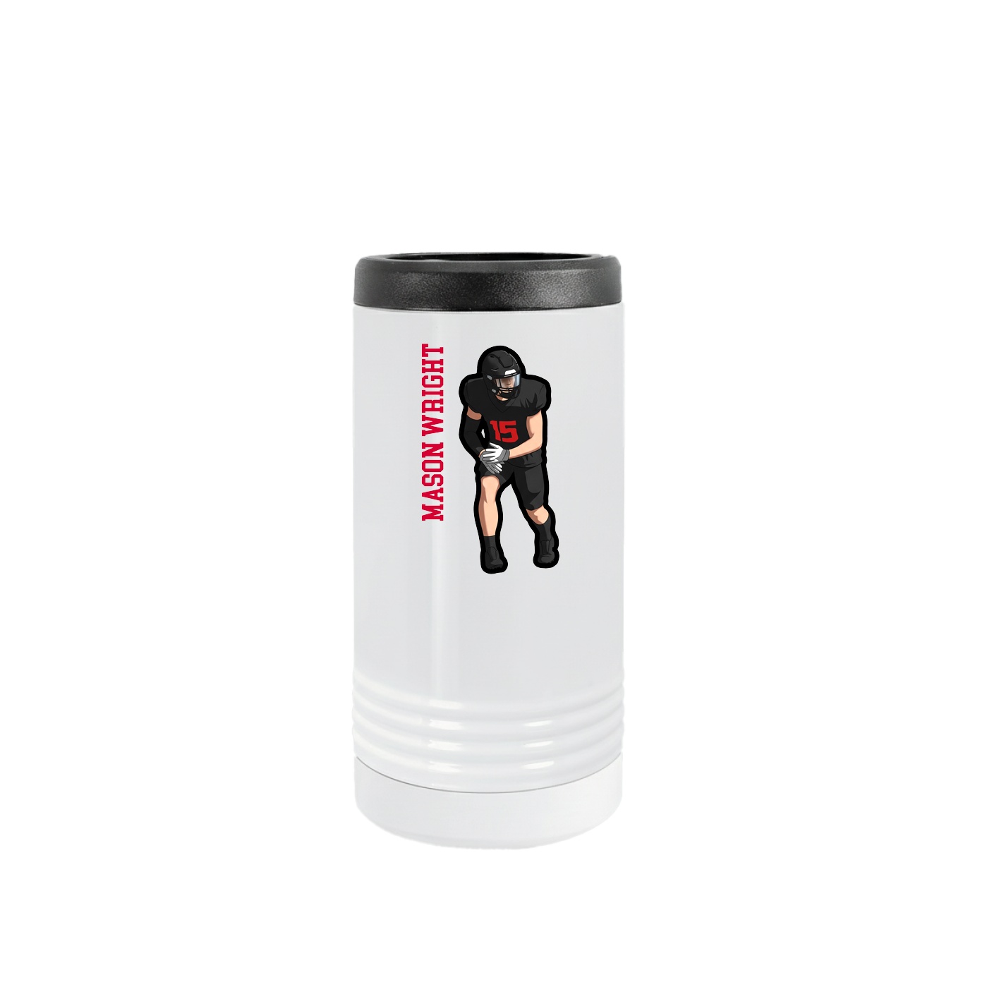 Slim Beverage Holder — Name Vertical in White