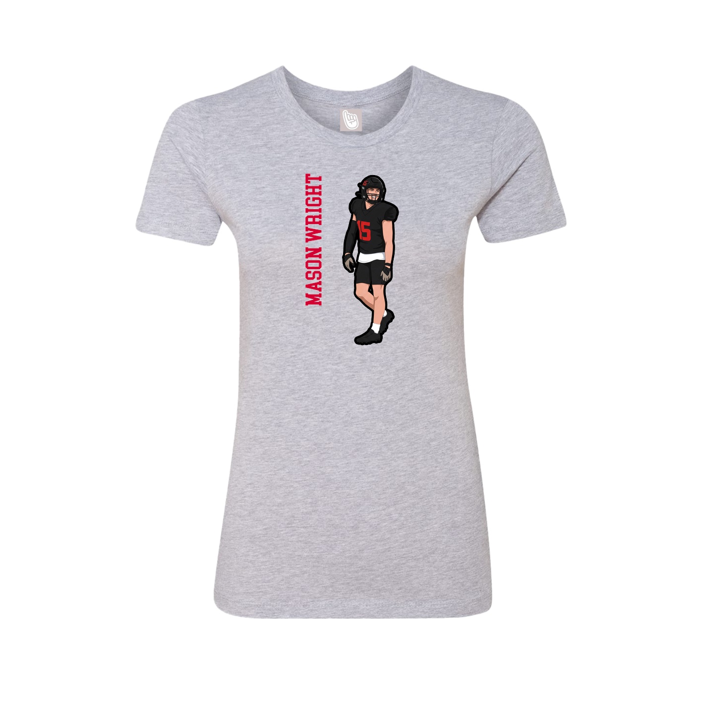 Fitted Women's Tee — Name Vertical in Grey