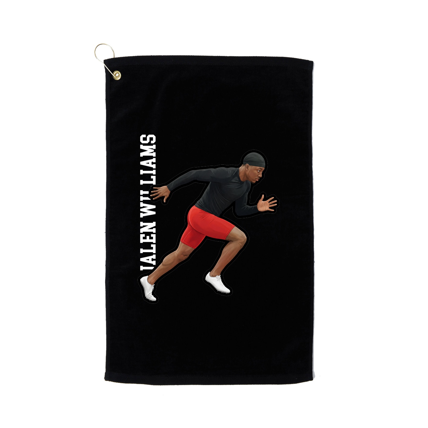Golf Towel — Name Vertical in Black