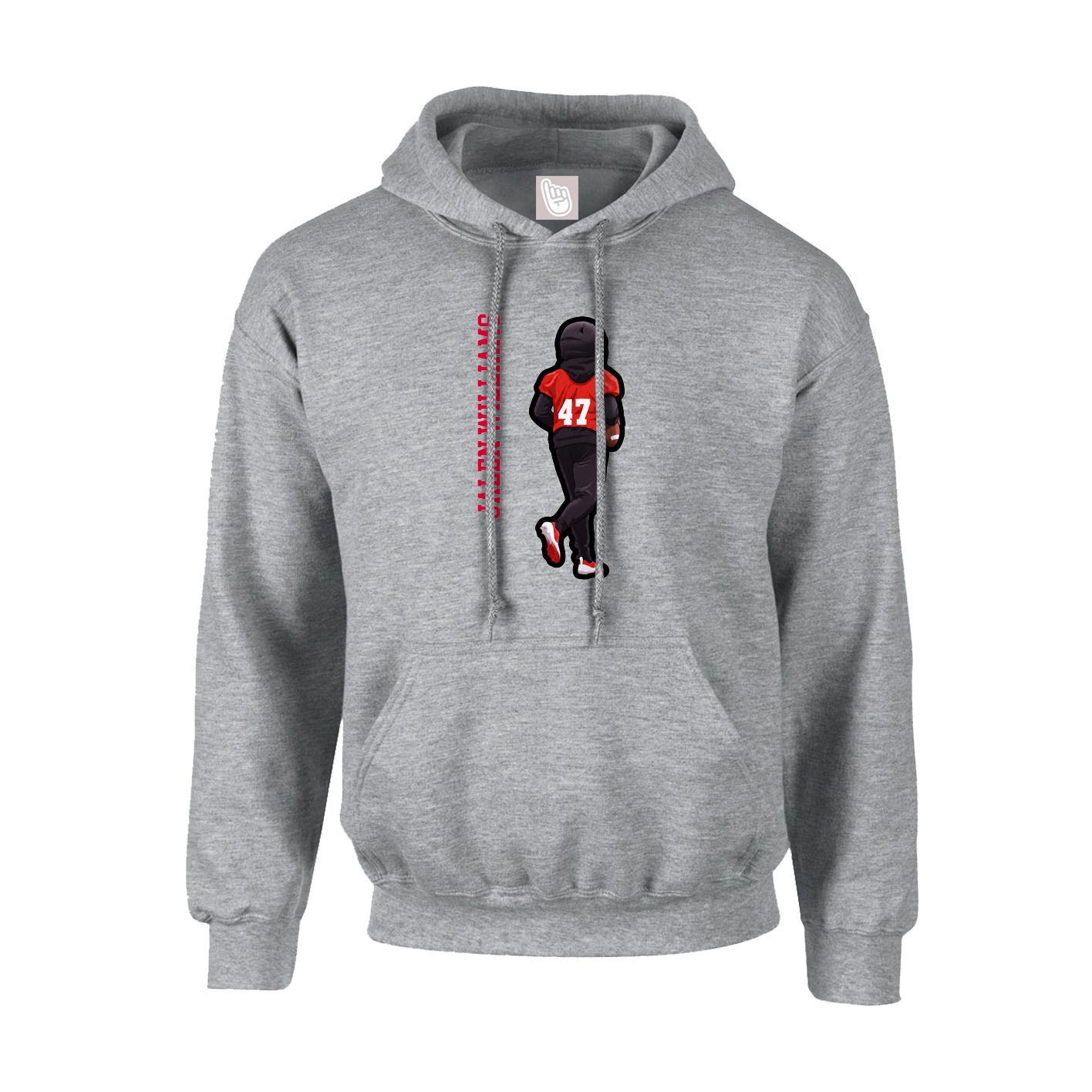 Hoodie — Name Vertical in Grey
