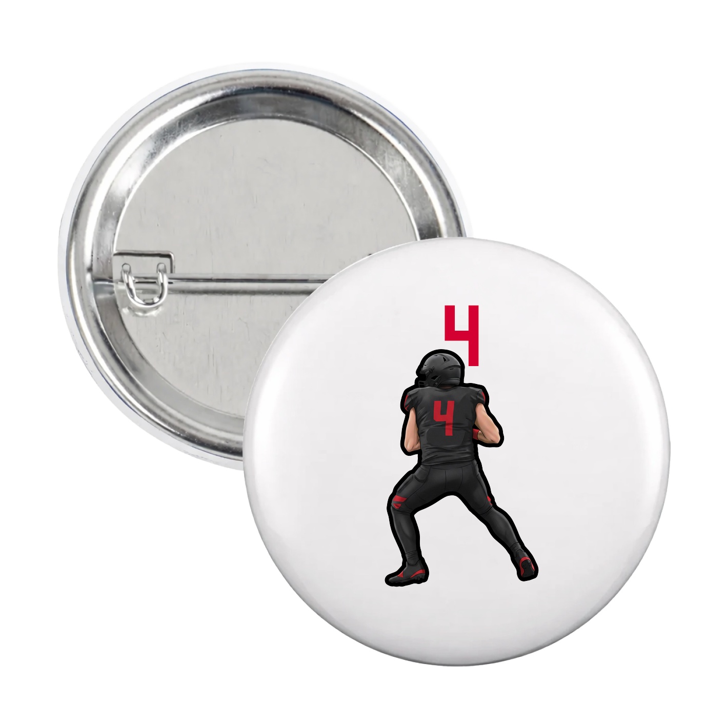 Game Day Button — Number Top in White