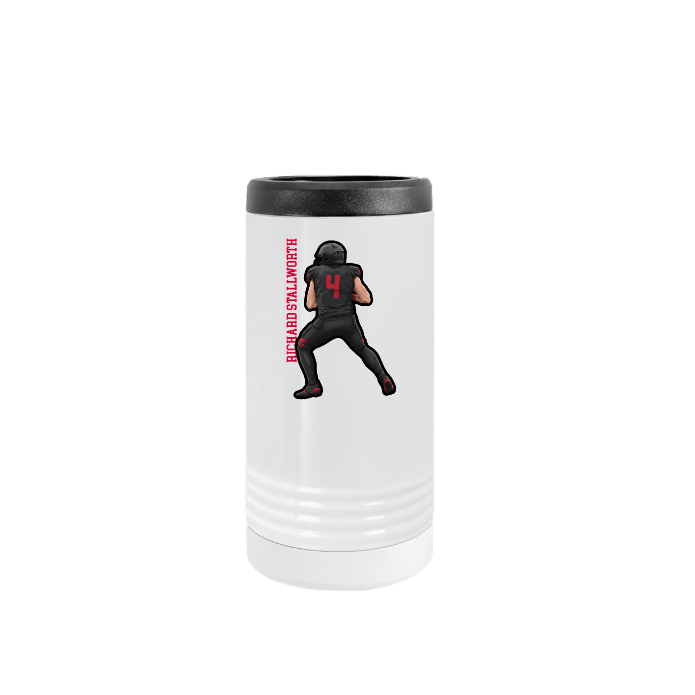 Slim Beverage Holder — Name Vertical in White