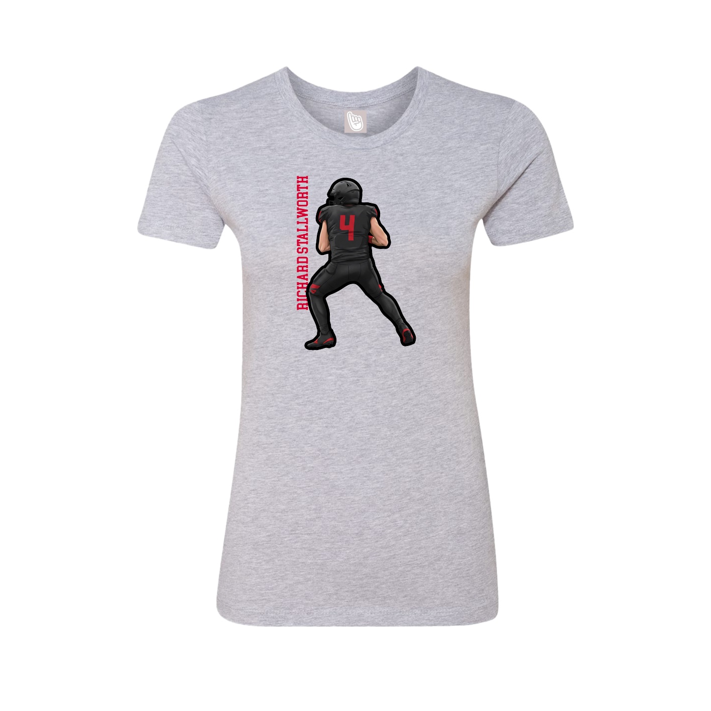 Fitted Women's Tee — Name Vertical in Grey