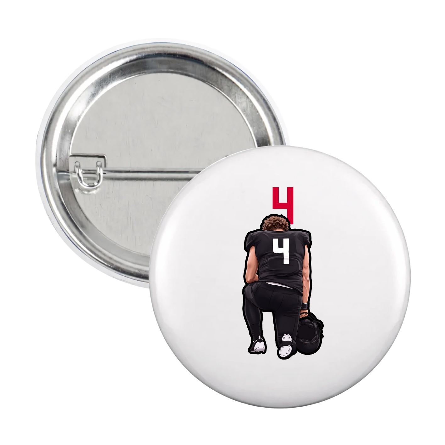 Game Day Button — Number Top in White