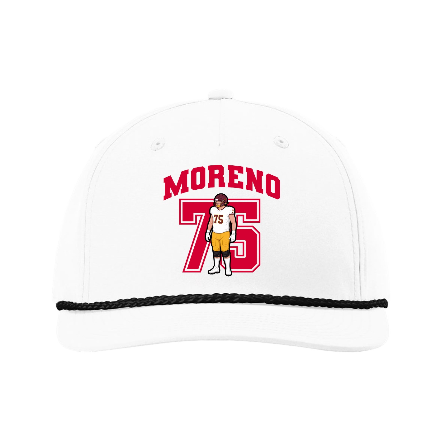 Five-Panel Classic Rope Cap — Number in White