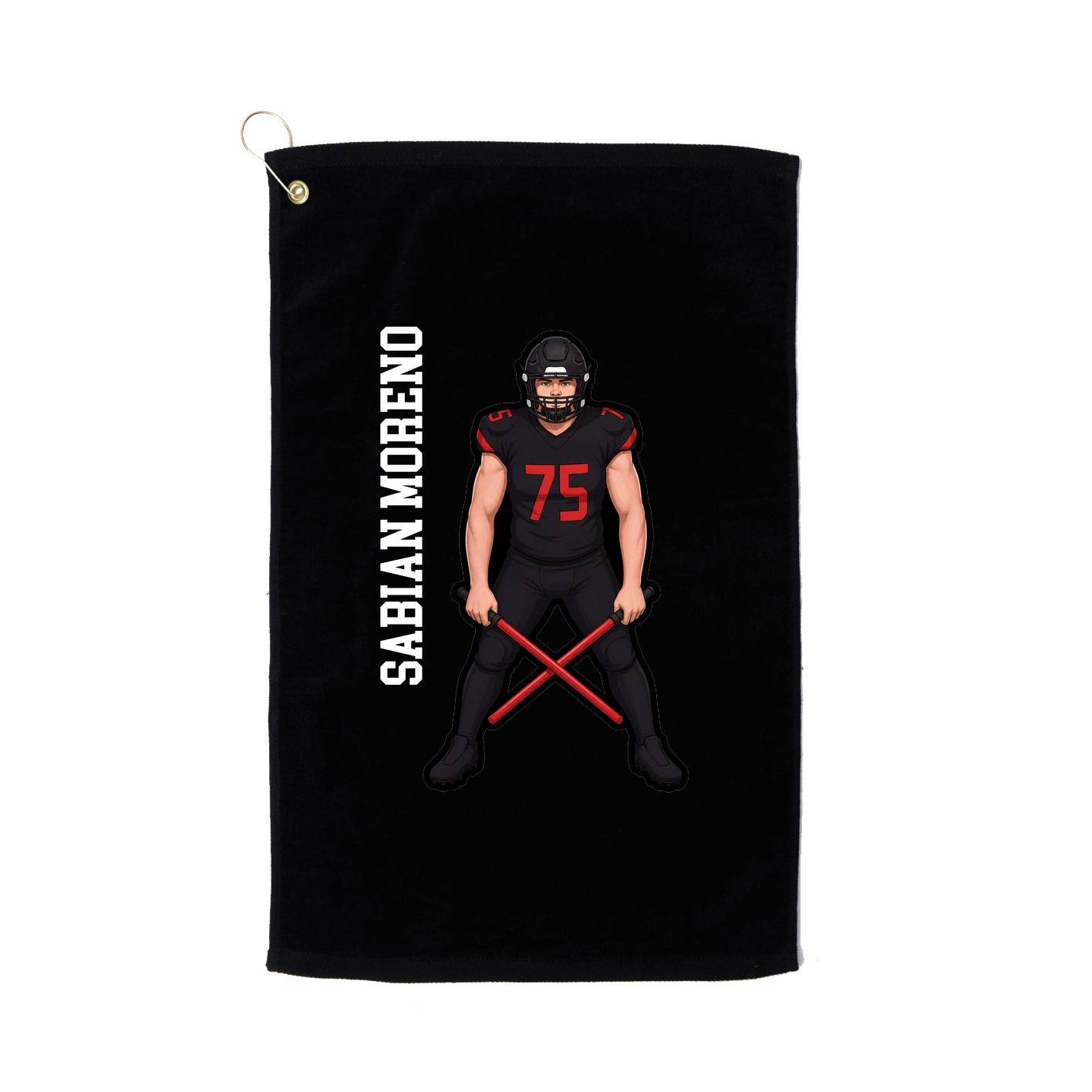Golf Towel — Name Vertical in Black