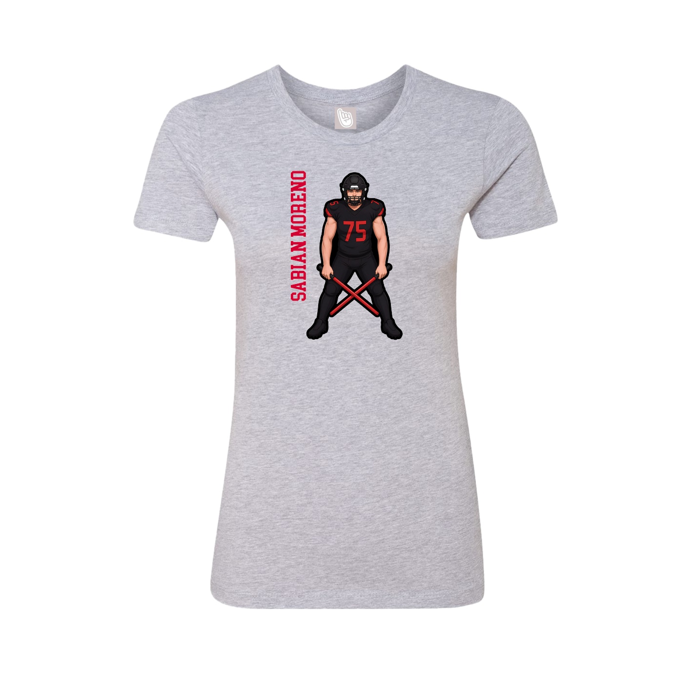 Fitted Women's Tee — Name Vertical in Grey
