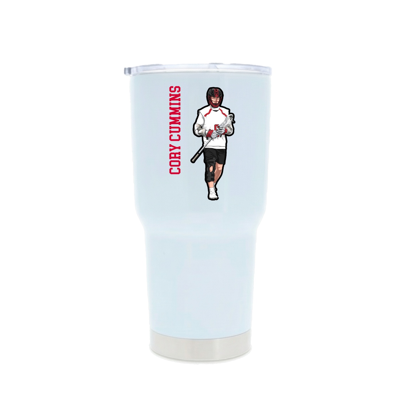 30oz Stainless Steel Tumbler — Name Vertical in White