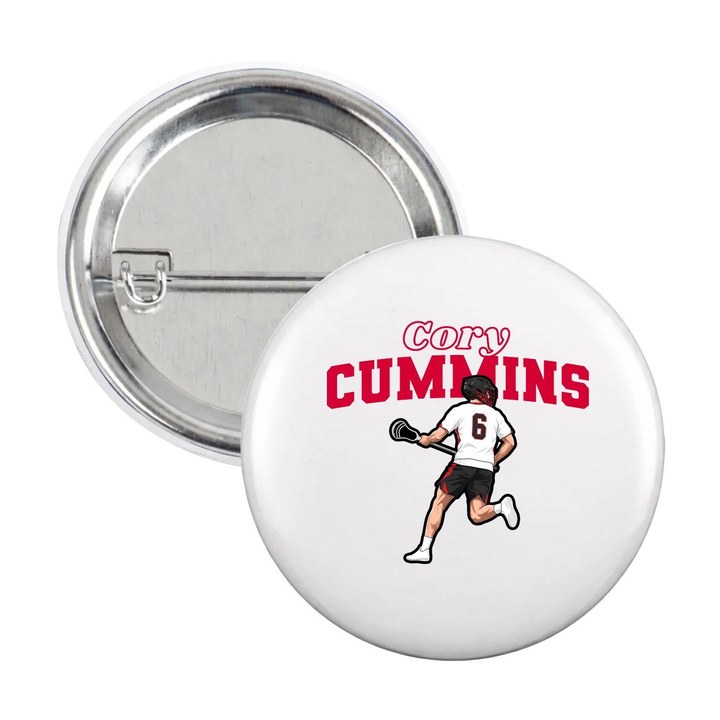 Game Day Button — Name Arch in White