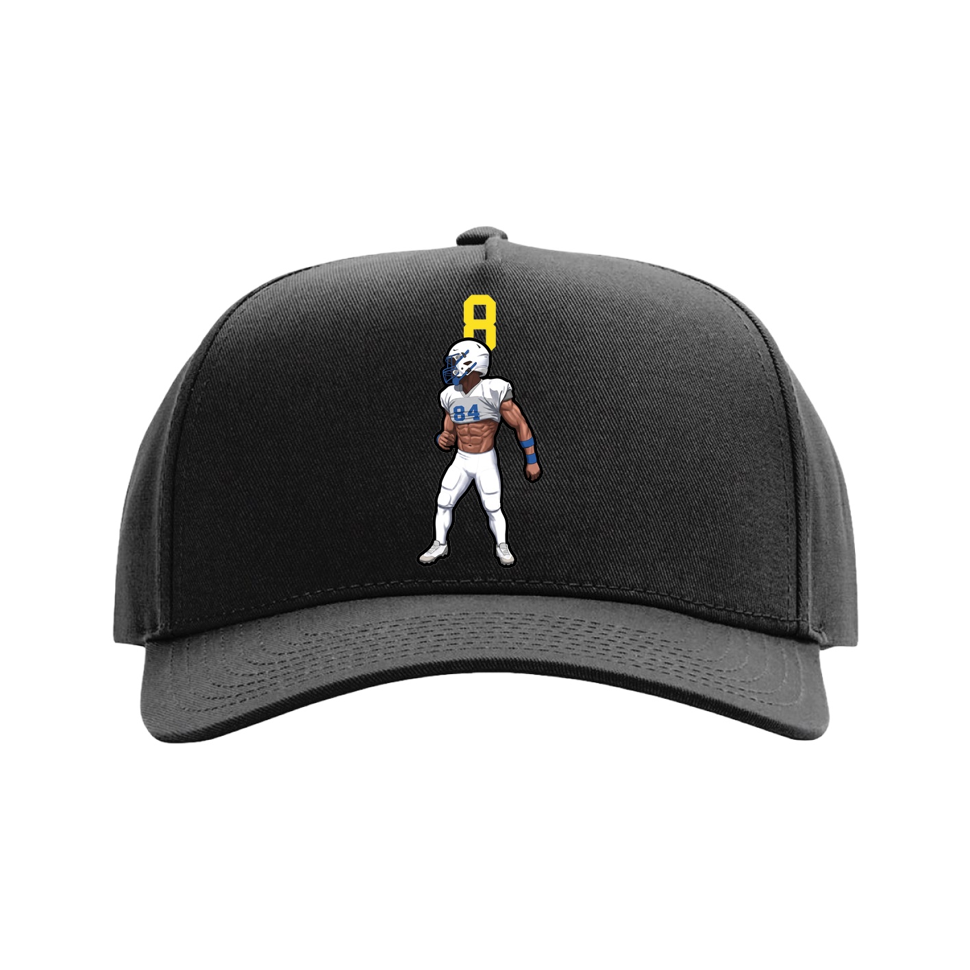 Full Fabric Five-Panel Champ Cap — Number Top in Black