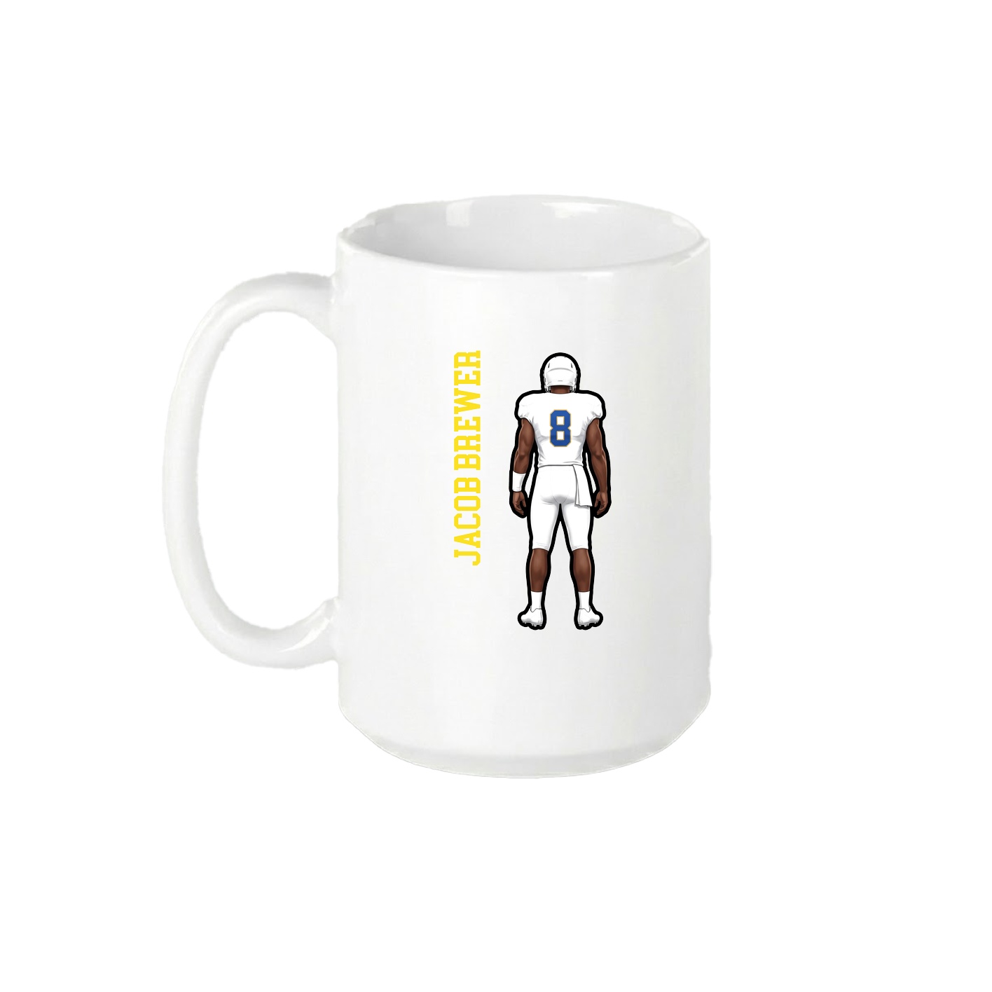 15oz Coffee Mug — Name Vertical in White