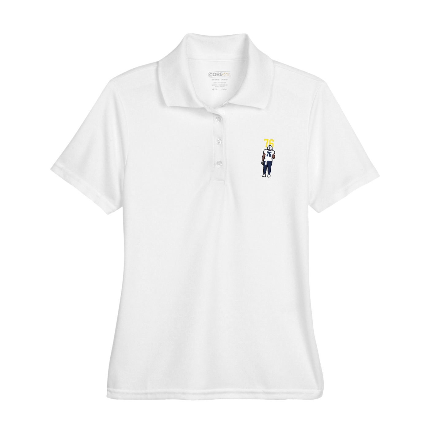 Womens Performance Polo — Number Top in White
