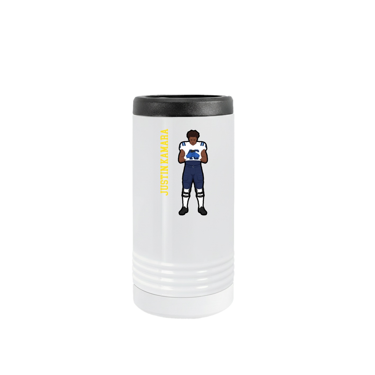 Slim Beverage Holder — Name Vertical in White