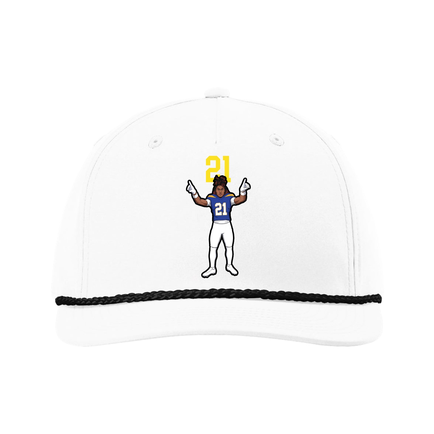 Five-Panel Classic Rope Cap — Number Top in White