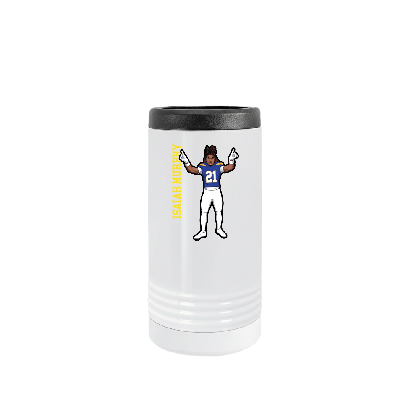 Slim Beverage Holder — Name Vertical in White