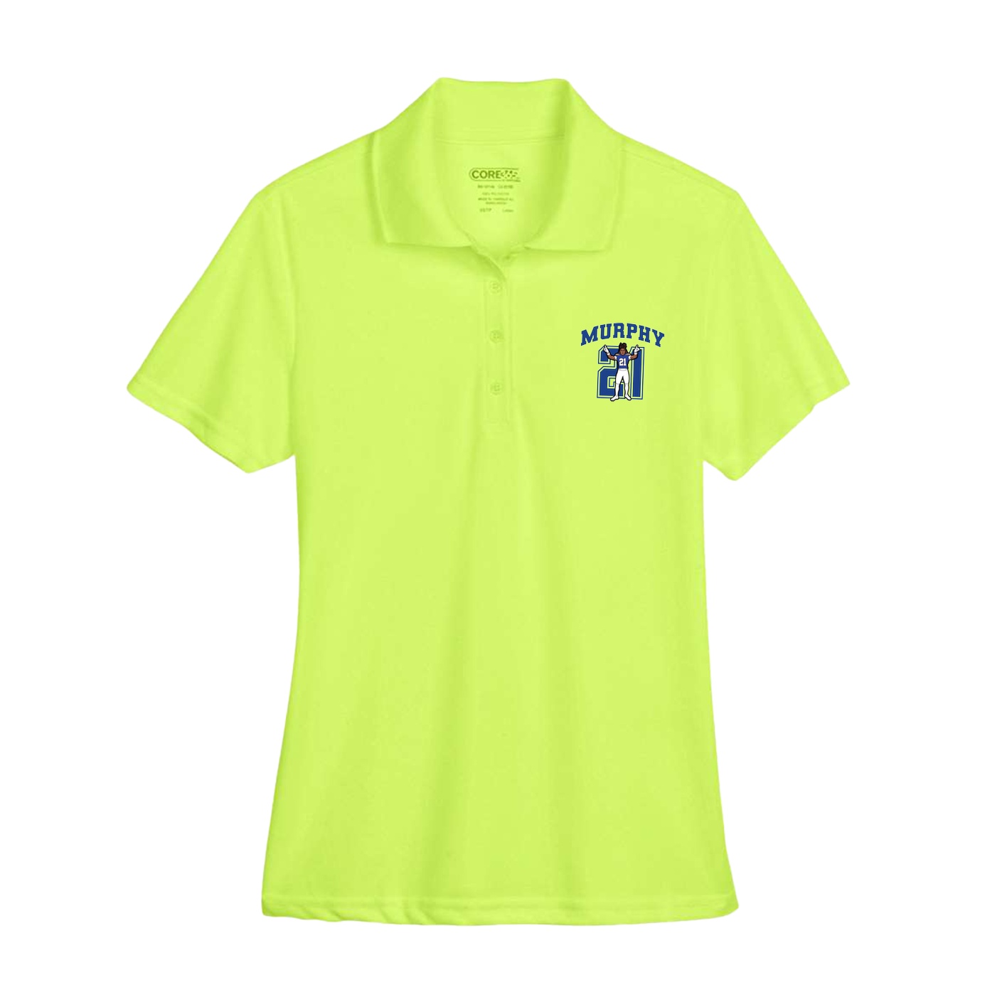 Womens Performance Polo — Number in Yellow