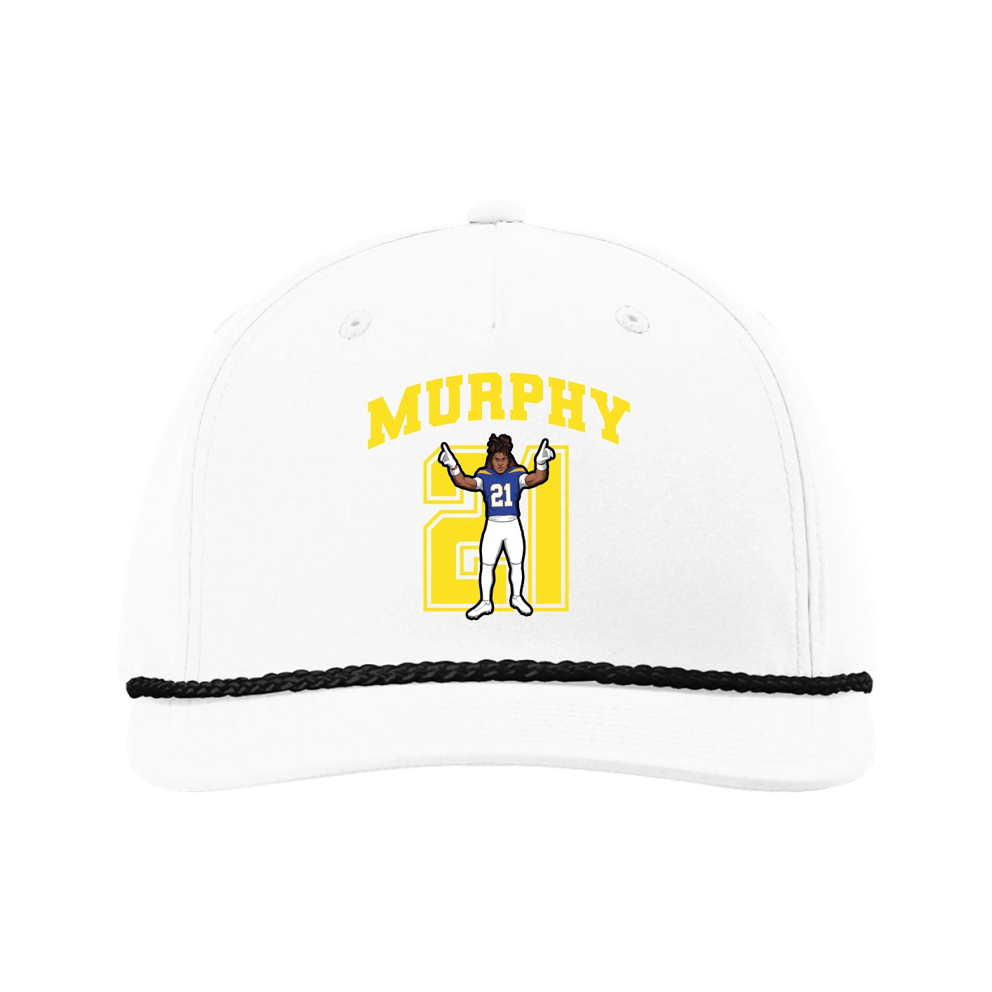 Five-Panel Classic Rope Cap — Number in White
