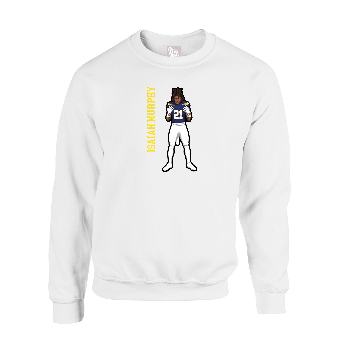 Fleece Crew — Name Vertical in White