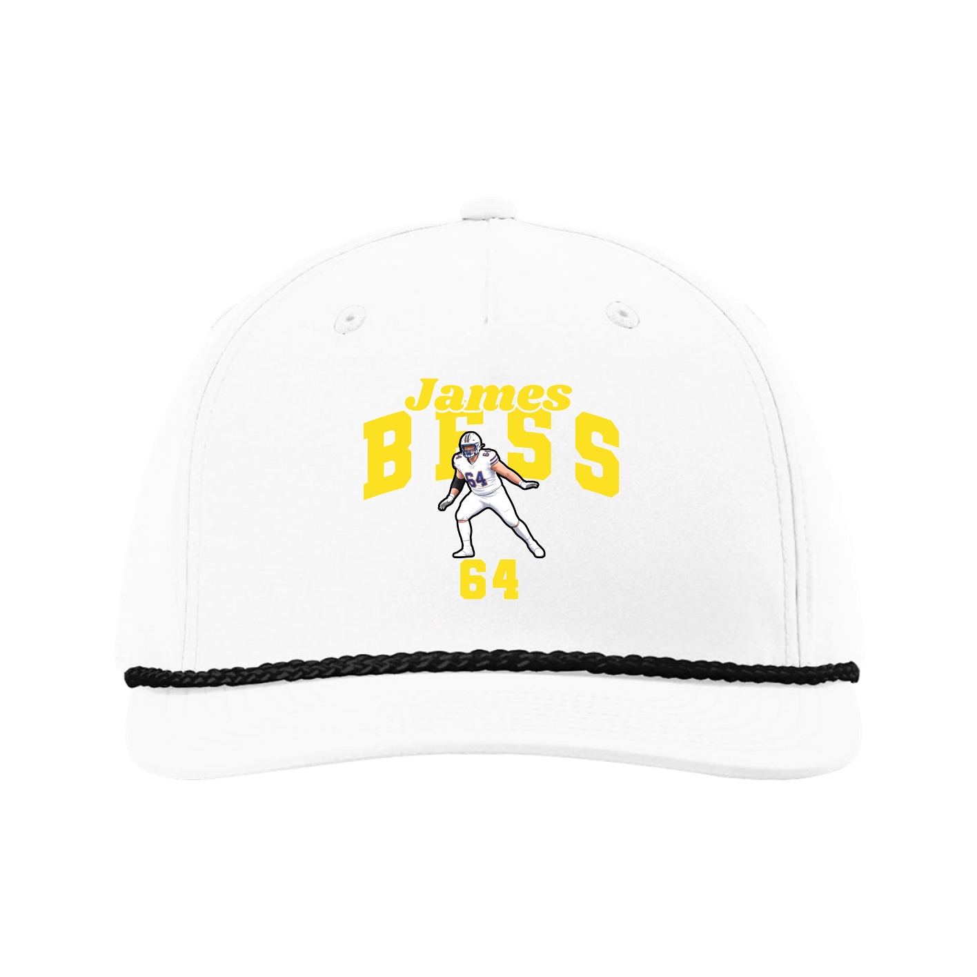 Five-Panel Classic Rope Cap — Signature Arch in White