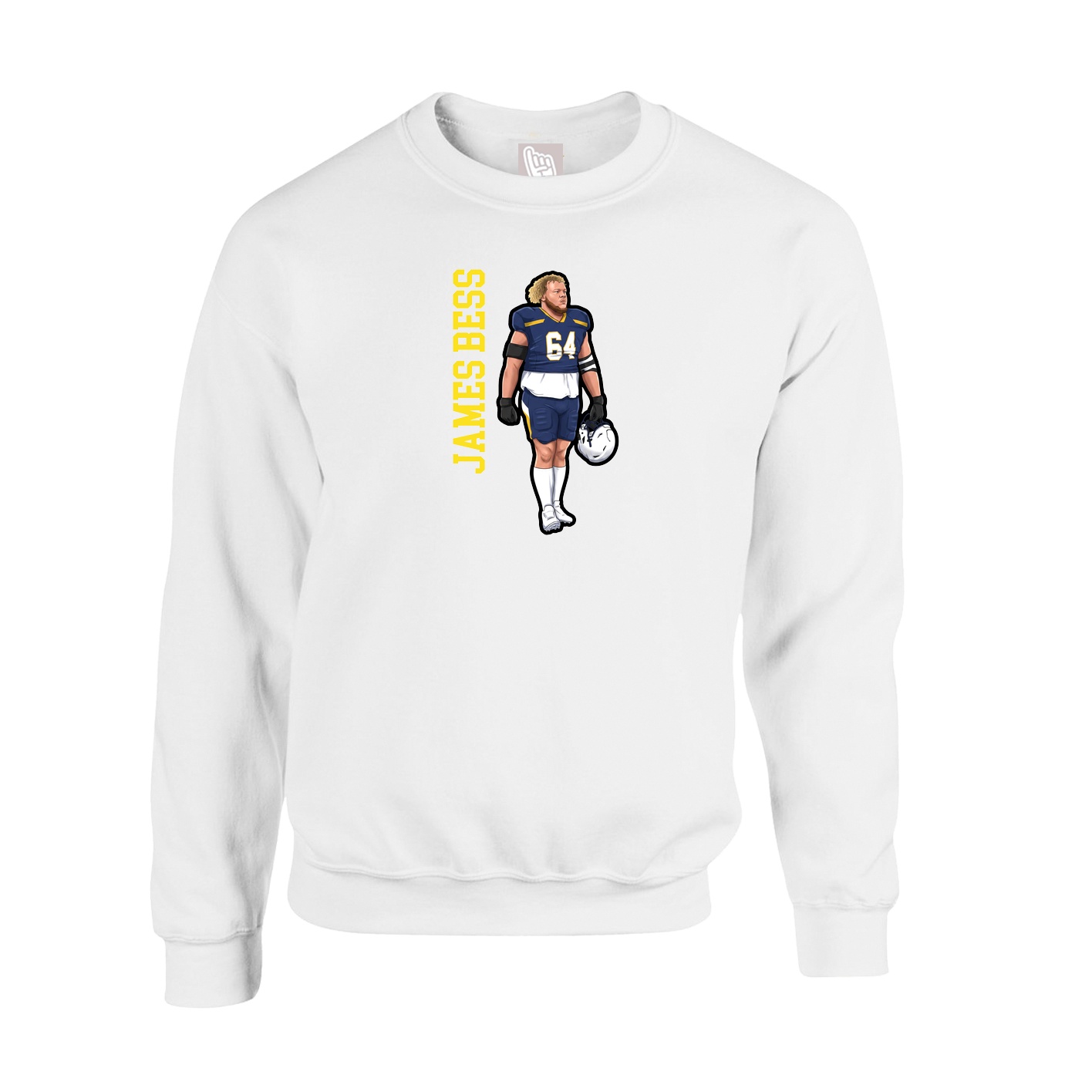 Fleece Crew — Name Vertical in White